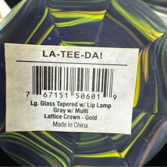 La Tee Da home fragrance lamp large glass tapered lattice crown grey multi - Picture 6 of 14